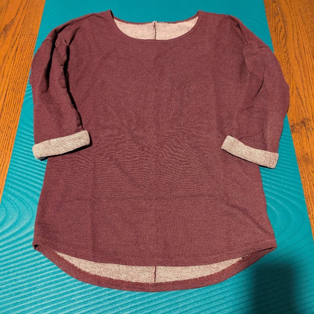 Maroon 3/4 Sleeve Top Small